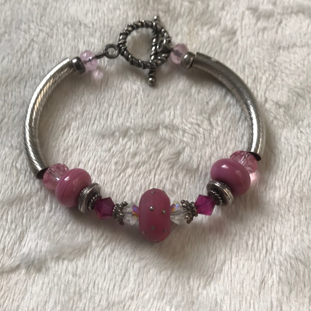 Pink and silver bracelet
